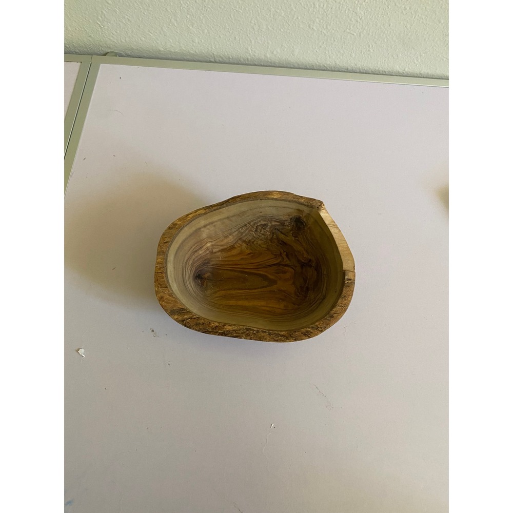 Olive‎ Wood Bowl Live Edge Rustic Wooden Dish Handmade Decor 6in